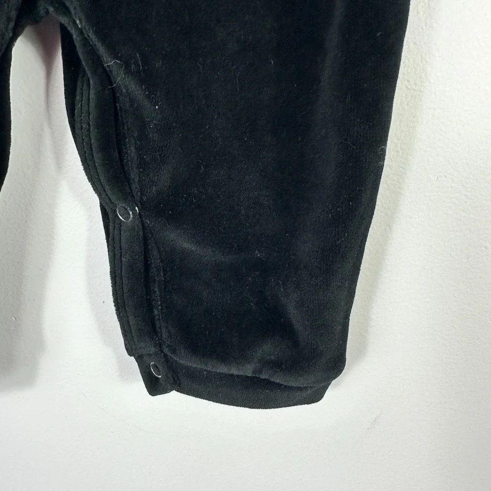Vintage Mandal Bay Baby One Piece 6M Romper Black Velour Snowman‎ Christmas